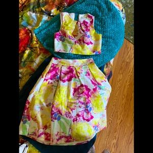 Eliza J multicolor/floral two piece set
